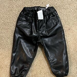 Stylish Black Kids Leather Pants